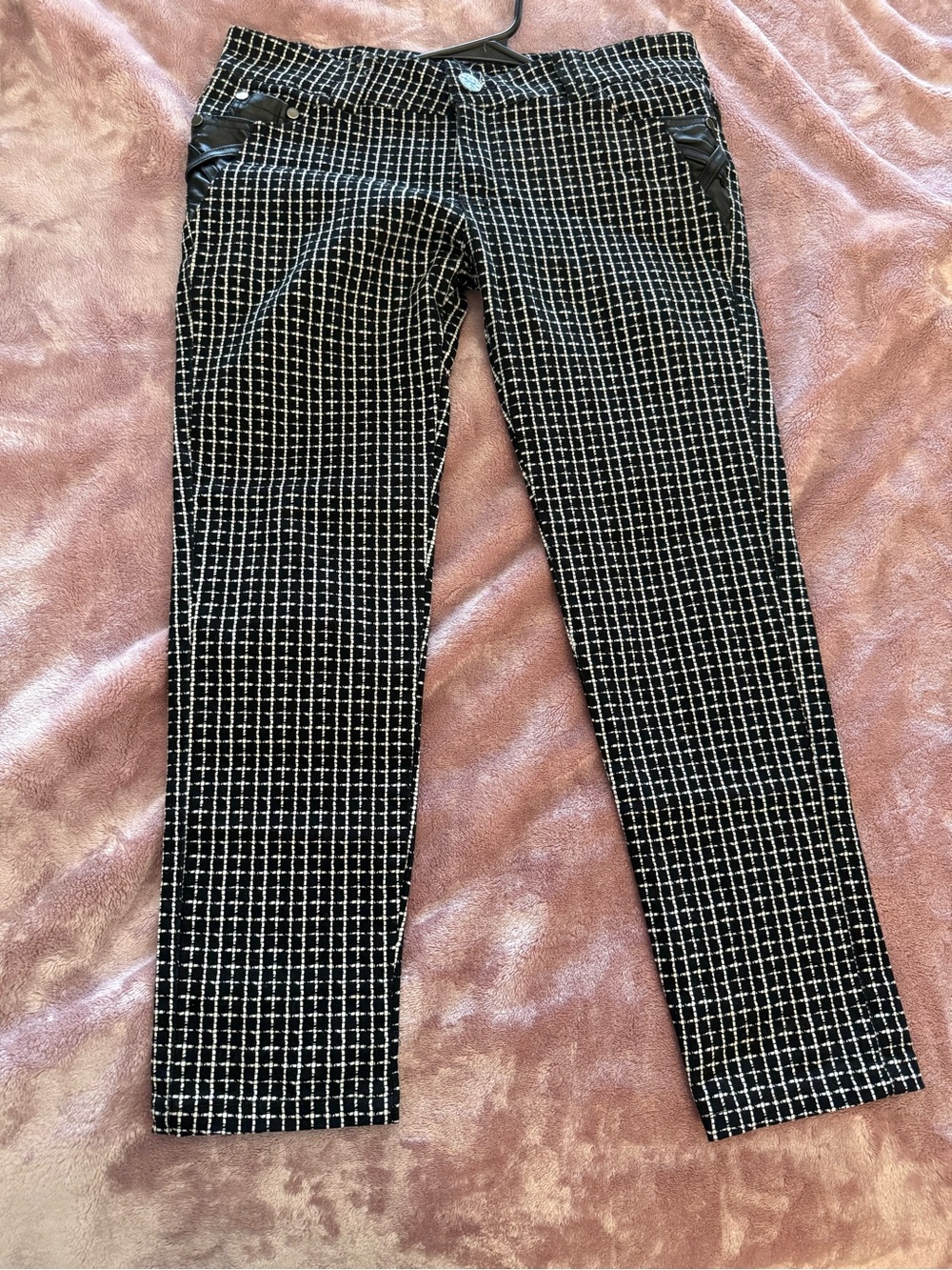 Black & White Check Grid Skinny Pants